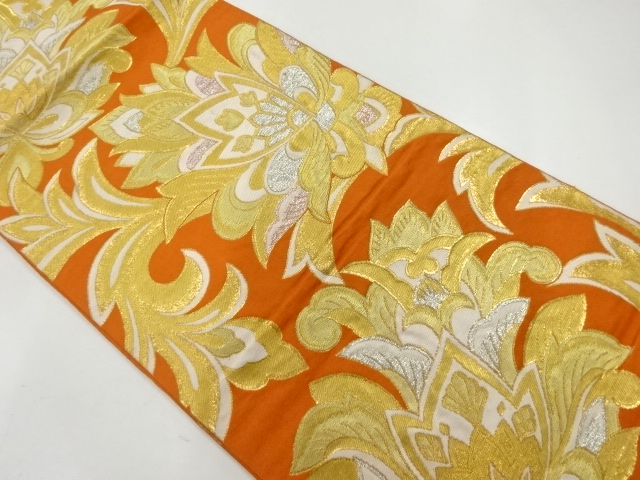 JAPANESE KIMONO / ANTIQUE FUKURO OBI / WOVNE FLOWER